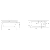 Half Vrijstaand Bad Sanilux Moon 170 cm Glans Wit