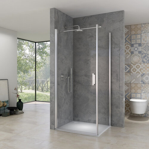 Douchecabine Hoek Van Rijn Products 90-92x90-92x200 cm Helder Glas incl stabilisatiestang Chroom 