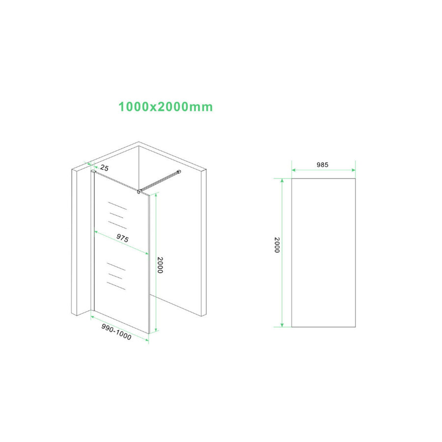 Inloopdouche Wiesbaden Slim Brons Rookglas 100x200 8mm Nano Coating
