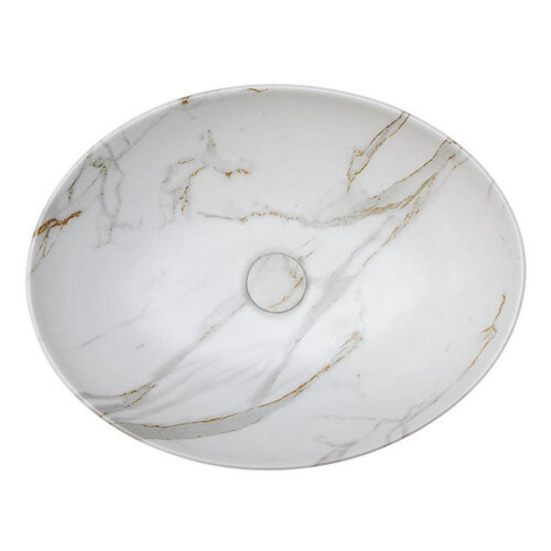 Waskom Riho Marmic Ovaal 52x39,5x13 cm Marmer Keramiek Wit Mat 