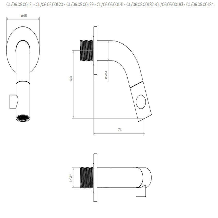 Fonteinkraan Clou Kaldur Korte Uitloop Wandmontage Gunmetal Geborsteld PVD