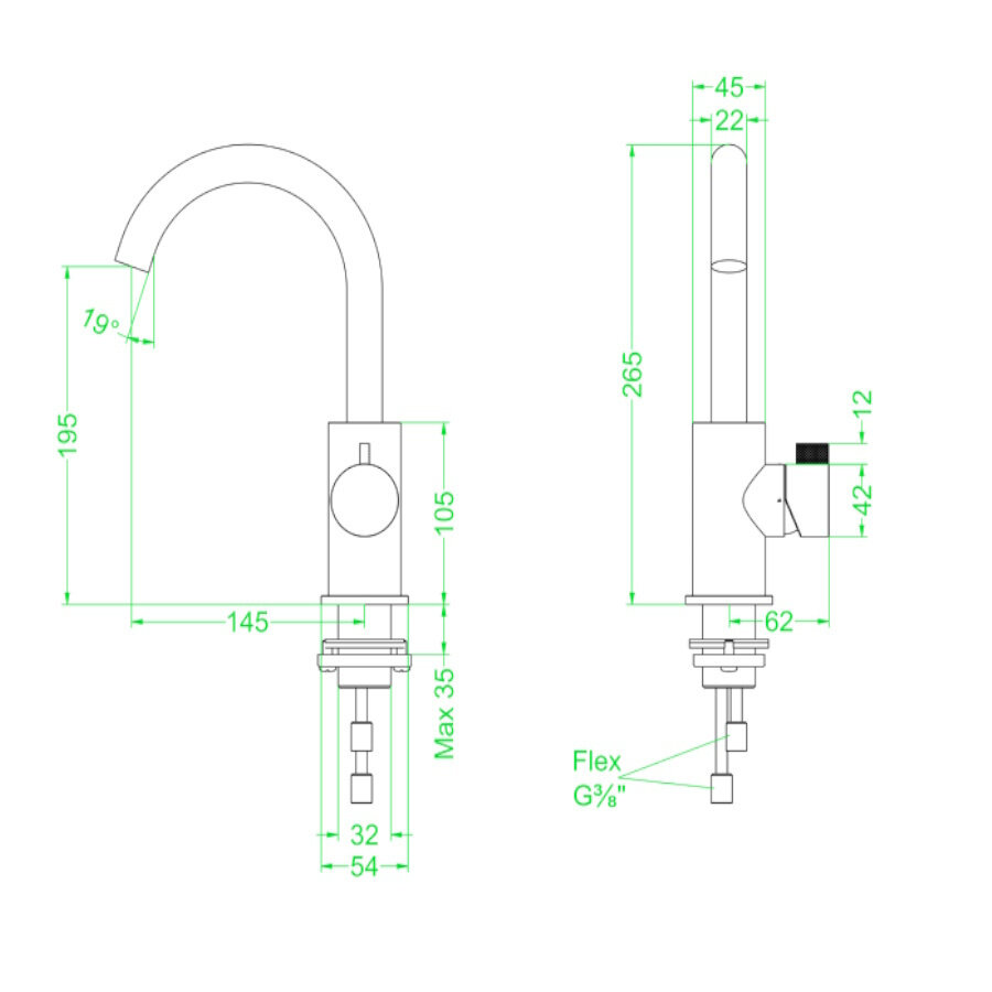 Wastafelkraan IVY Tribe Draaibare Uitloop Coldstart Geborsteld RVS316