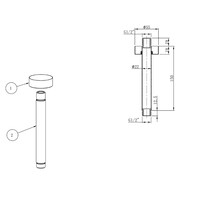 Douchearm Wiesbaden Caral Met Plafondbevestiging 15 cm Geborsteld Staal