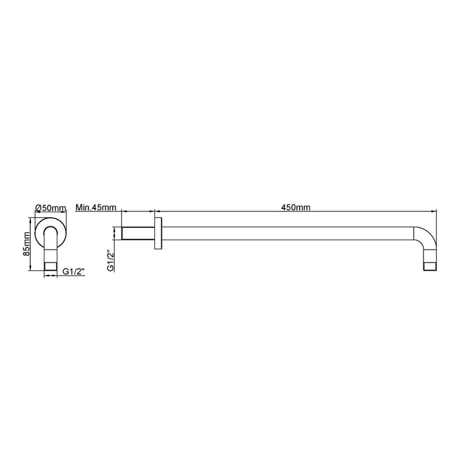 Douchearm Wiesbaden Caral Met Muurbevestiging 45 cm Geborsteld Staal