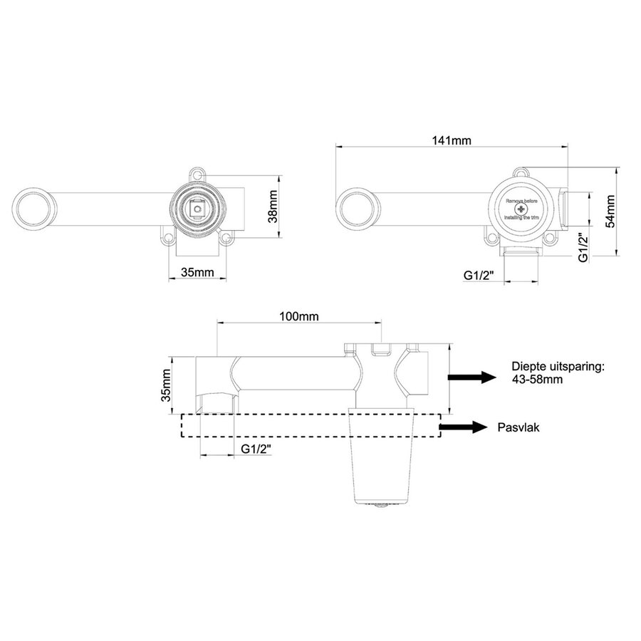 Inbouwdeel Eenhendel Wiesbaden Slim Wastafelkraan Met Coldstart