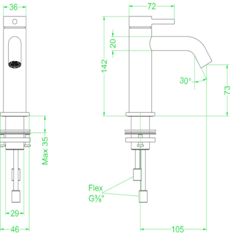 Wastafelkraan IVY Bond Model S Coldstart Geborsteld Nickel PVD