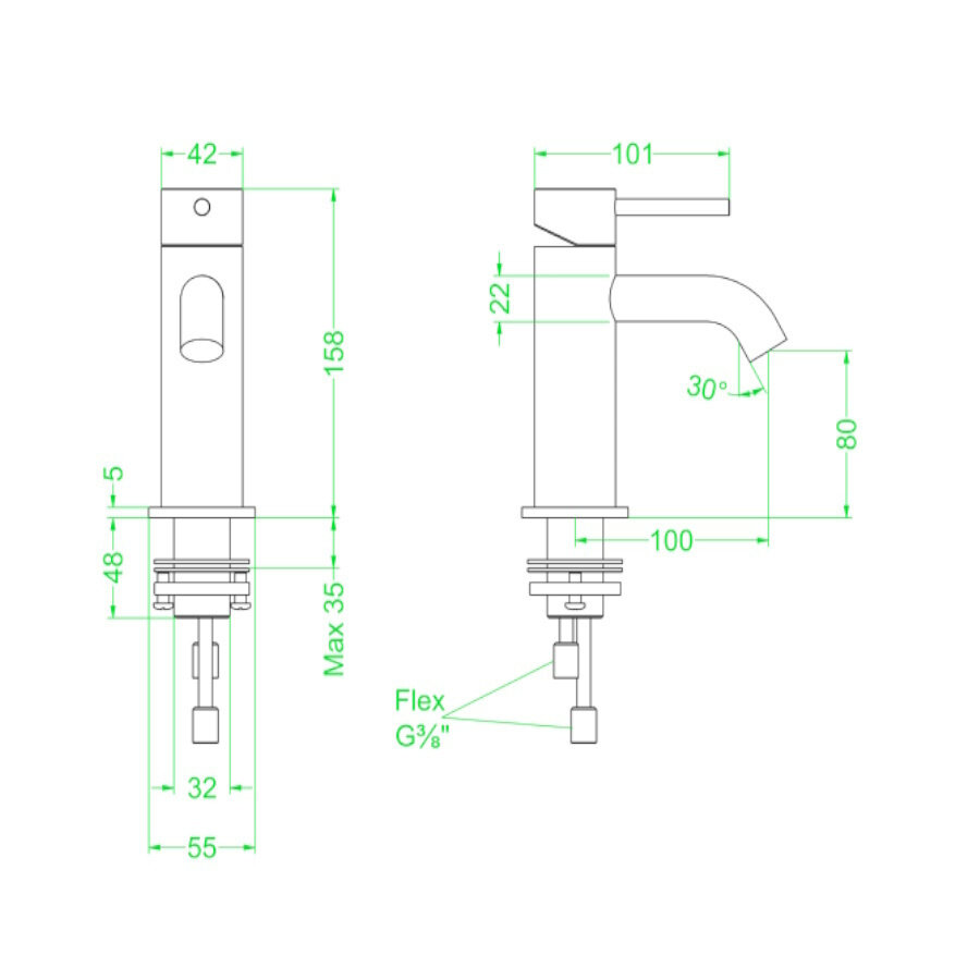 Wastafelkraan IVY Concord Model S Coldstart RVS316 Geborsteld Mat Goud PVD