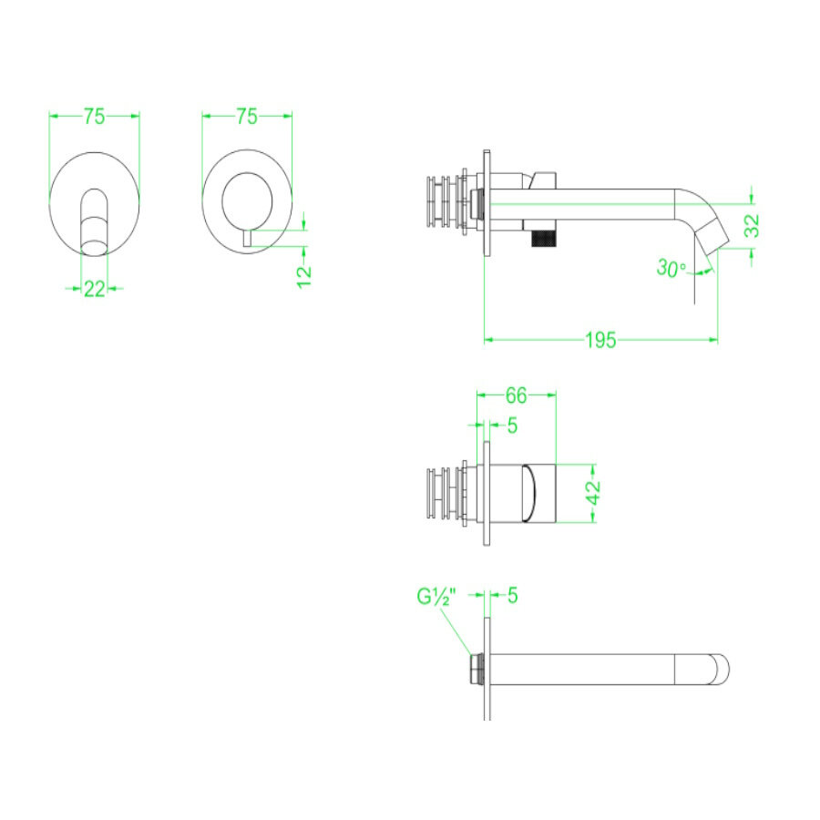 Inbouw Wastafelmengkraan IVY Tribe 2-gats Coldstart Geborsteld RVS316
