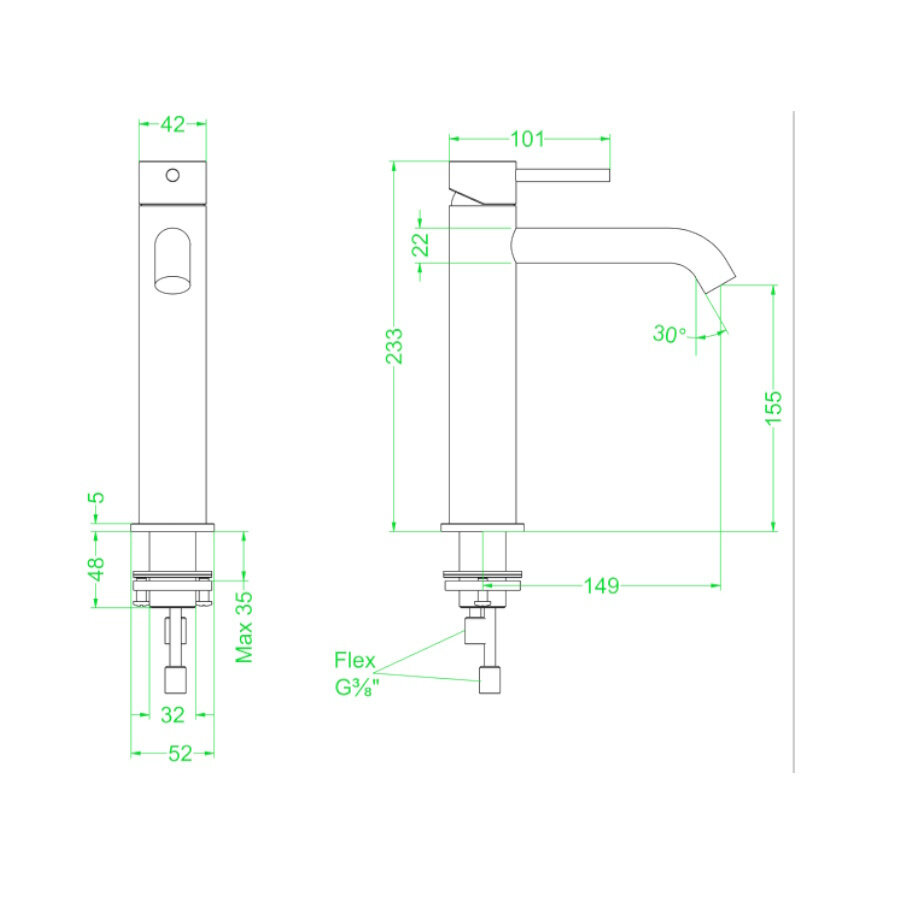 Wastafelkraan IVY Concord Model M Coldstart RVS316 Geborsteld Mat Koper PVD