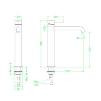 Wastafelkraan IVY Concord Model L Coldstart RVS316 Geborsteld Mat Goud PVD