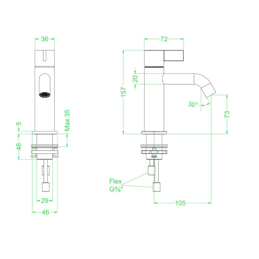Wastafelkraan IVY Pact Model S Coldstart Zwart Chroom PVD