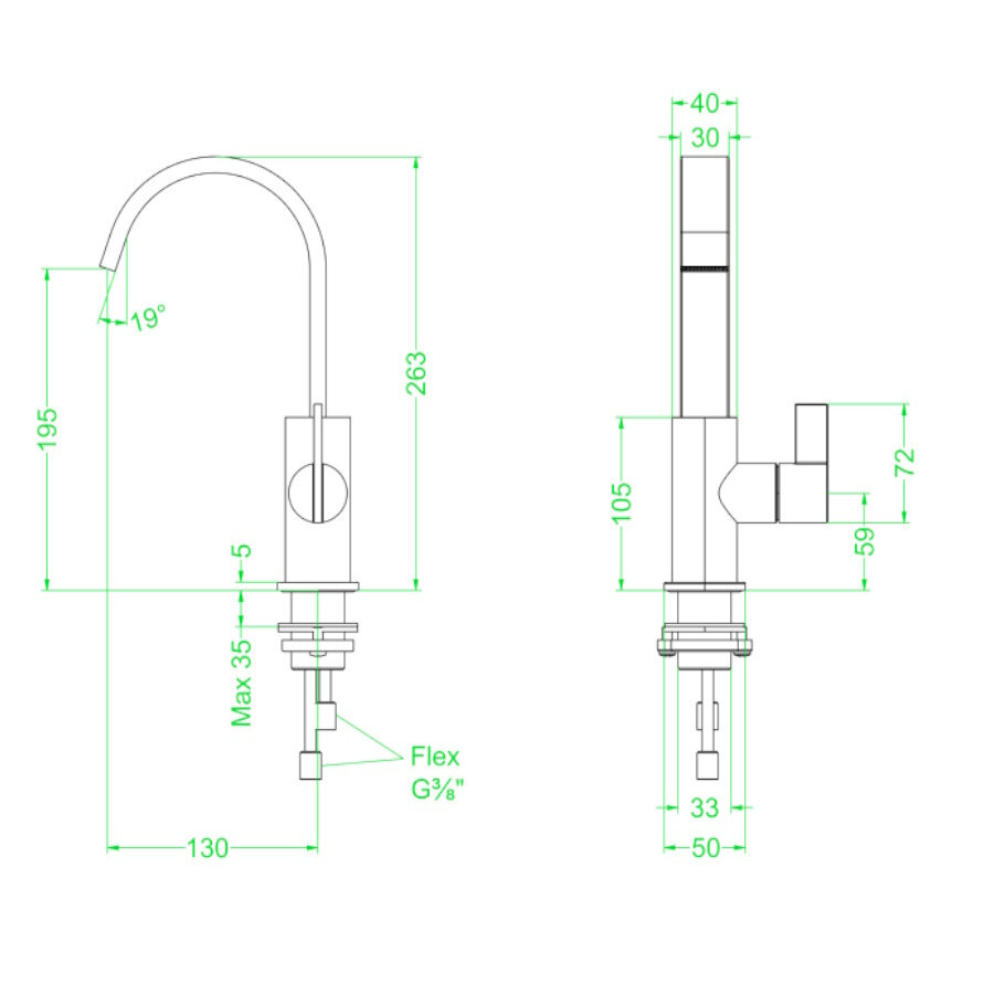 Wastafelkraan IVY Pact Coldstart Draaibare Cascade Chroom