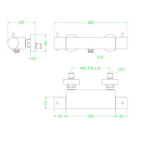 Douchethermostaatkraan IVY Bond Opbouw Cooltouch Mat Zwart PED