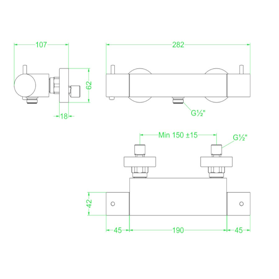 Douchethermostaatkraan IVY Bond Opbouw Cooltouch Geborsteld Mat Goud PVD