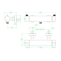 Douchethermostaatkraan IVY Tribe Opbouw Cooltouch RVS316 Geborsteld Mat Koper PVD