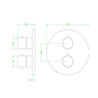 Afbouwdeel IVY Concord Inbouwthermostaat 2-weg Met Rond Rozet RVS316 Geborsteld Mat Koper PVD