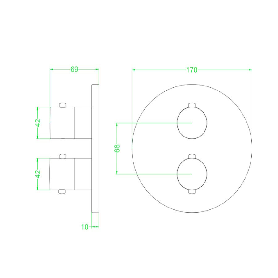 Afbouwdeel IVY Concord Inbouwthermostaat 2-weg Met Rond Rozet RVS316 Geborsteld Mat Koper PVD