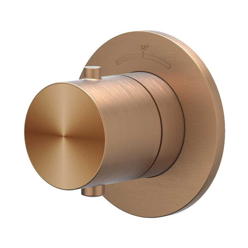 Afbouwdeel IVY Concord Inbouwthermostaat Symmetry Met Rond Rozet RVS316 Geborsteld Mat Koper PVD 