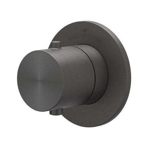 Afbouwdeel IVY Concord Doorstroom inbouwstopkraan Symmetry Met Rond Rozet RVS316 Geborsteld Carbon Black PVD 