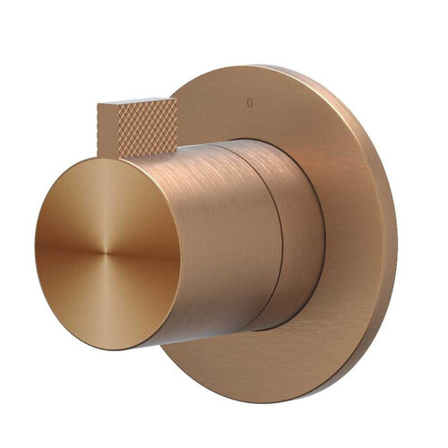 Afbouwdeel IVY Tribe Doorstroom inbouwstopkraan Symmetry Met Rond Rozet Geborsteld RVS316 Mat Koper PVD 