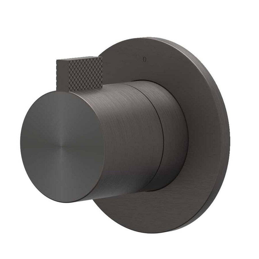 Afbouwdeel IVY Tribe Doorstroom inbouwstopkraan Symmetry Met Rond Rozet RVS316 Geborsteld Carbon Black PVD