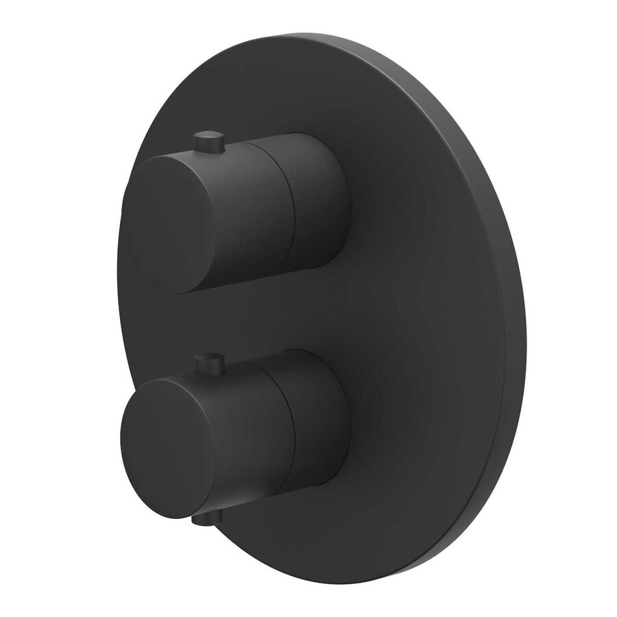 Afbouwdeel IVY Bond Inbouwthermostaat 1 Stopkraan Met Rond Rozet Mat Zwart PED