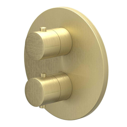 Afbouwdeel IVY Bond Inbouwthermostaat 1 Stopkraan Met Rond Rozet Geborsteld Mat Goud PVD 