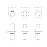 Afbouwdeel IVY Concord Inbouwthermostaat 2 Stopkranen Symmetry Met Ronde Rozetten Geborsteld RVS316