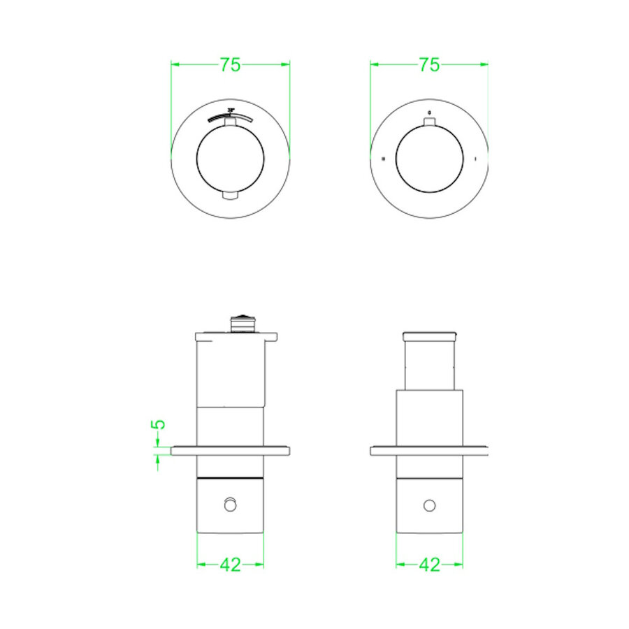Afbouwdeel IVY Bond Inbouwthermostaat Symmetry 2-Weg Stop-Omstel Met Rond Rozet Chroom