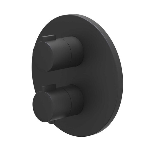 Afbouwdeel IVY Pact Inbouwthermostaat Symmetry 2-Weg Stop-Omstel Met Rond Rozet Mat Zwart PED 