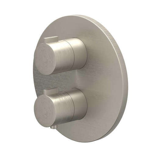 Afbouwdeel IVY Pact Inbouwthermostaat Symmetry 2-Weg Stop-Omstel Met Rond Rozet Geborsteld Nickel PVD 