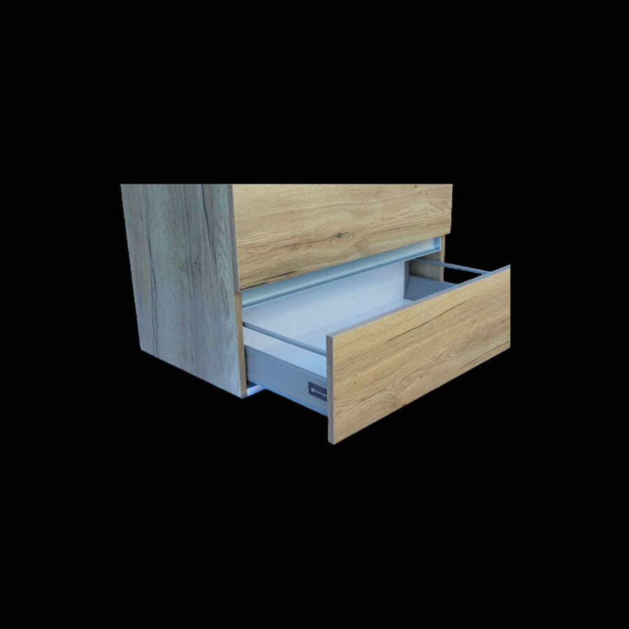 Onderkast Sanilux Trendline Met Greeplijst Aluminium 120x47x52 Cm Naturel Oak