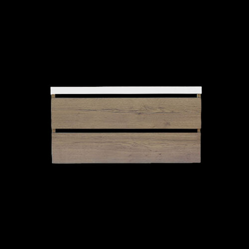 Onderkast Sanilux Trendline Met Greeplijst Mat Zwart 120x47x52 Cm Tabak Oak 