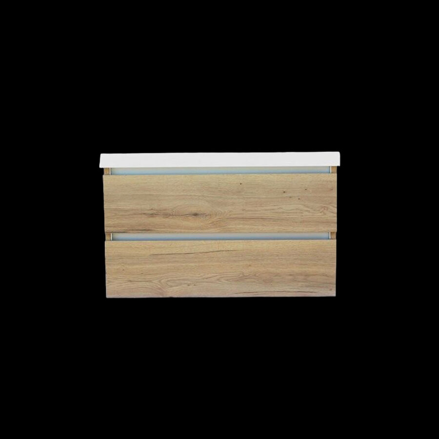 Onderkast Trendline Met Greeplijst Aluminium 100x47x52 Cm Naturel Oak