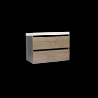 Onderkast Sanilux Trendline Met Greeplijst Mat Zwart 80x47x52 Cm Tabak Oak