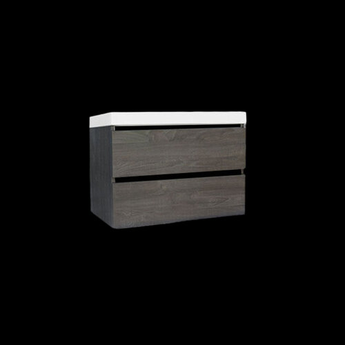 Onderkast Sanilux Trendline Met Greeplijst Mat Zwart 80x47x52 Cm Silver Oak 