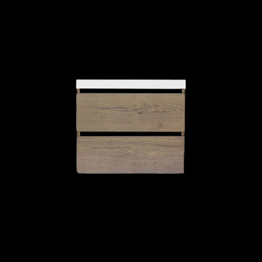 Onderkast Sanilux Trendline Met Greeplijst Mat Zwart 60x47x52 Cm Tabak Oak