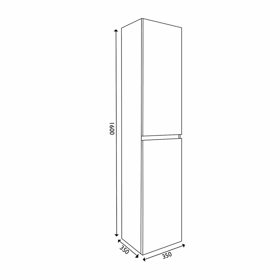 Kolomkast Sanilux Trendline Met Greeplijst Aluminium 160x35x35 Cm Naturel Oak