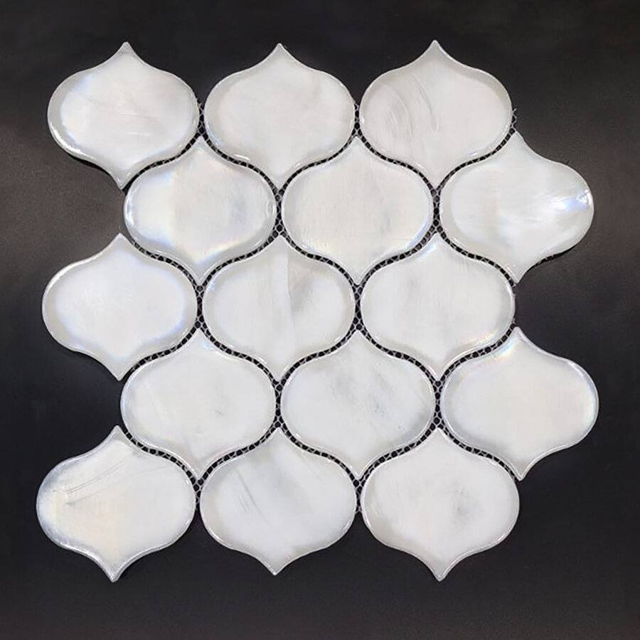 Mozaïek Valkery Arabesque 26,4 x 28,3 cm Glas White (Prijs Per Vel)