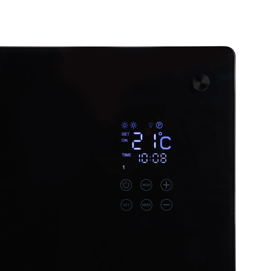 Convector Verwarming Eurom Alutherm Verre 800W Voor in de Badkamer met Wi-Fi en Glazen Behuizing Zwart