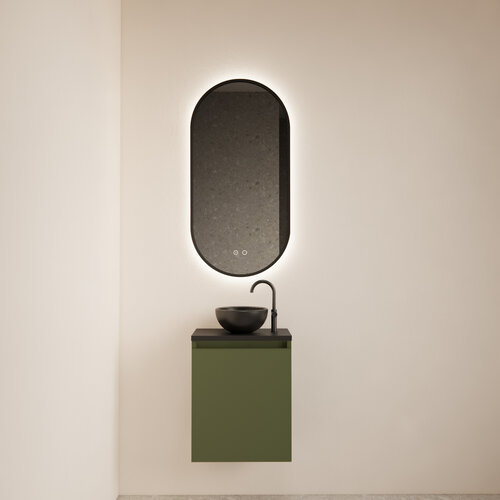 Fonteinmeubel BWS Meadow 40x50 cm Olijf Groen Incl. Topplaat Mat Zwart 