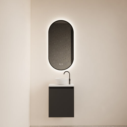 Fonteinmeubel BWS Meadow 40x50 cm Mat Zwart Incl. Topplaat Mat Wit 