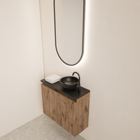 Fonteinmeubel BWS Meadow 60x50 cm Wellington Oak Incl. Topplaat Mat Zwart