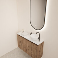 Fonteinmeubel BWS Meadow 80x50 cm Wellington Oak Incl. Topplaat Mat Wit