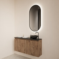 Fonteinmeubel BWS Meadow 100x50 cm Wellington Oak Incl. Topplaat Mat Zwart