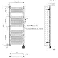 Elektrische Radiator BWS Lara 118.5x45 Cm Smart Wifi Mat Zwart