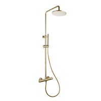 Regendoucheset Opbouw Sanilux Blair Thermostatisch Geribbelde Knop Douchekop 30 cm Goud