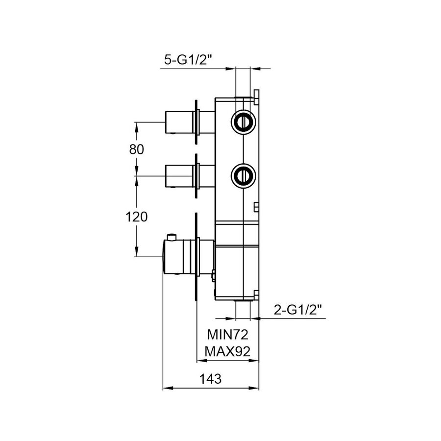 Badset Inbouw Deluxe Sanilux Giles Met Box Thermostaat Geribbelde Knop Brons