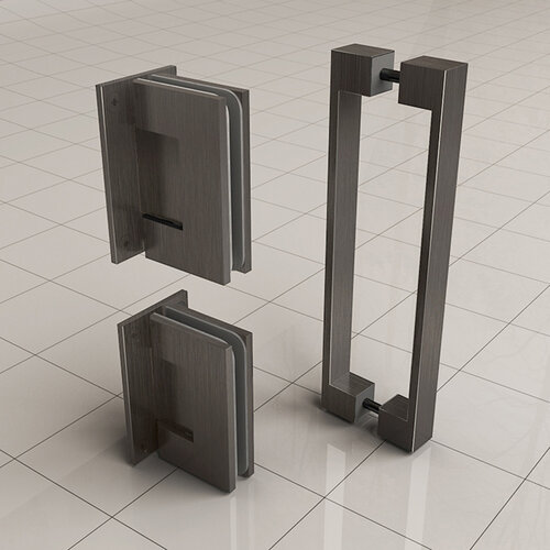 Scharnierset En Greep tbv Profielloze Nisdeur Wiesbaden Less Gunmetal 