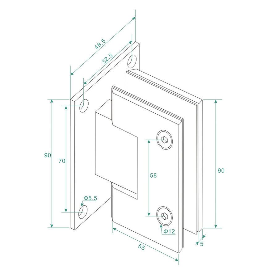 Scharnierset En Greep tbv Profielloze Nisdeur Wiesbaden Less Gunmetal